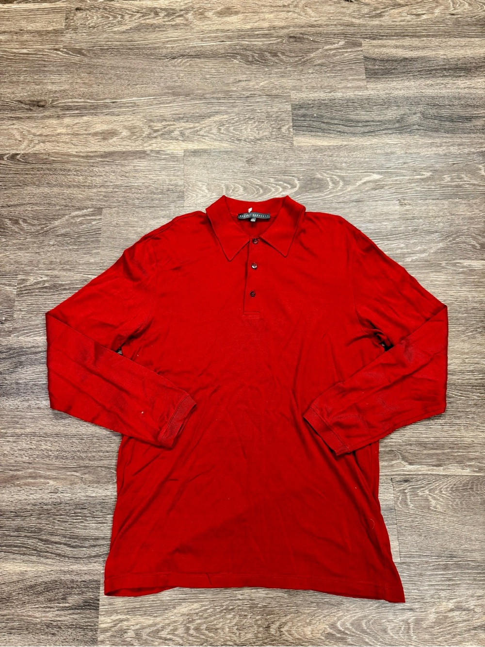 Robert Barakett Men’s L Red 100% Cotton Long Sleeve Polo Shirt Quiet Luxury